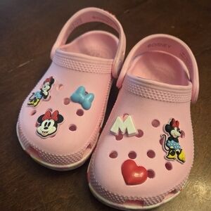 Disney Kids Pink Crocs with Minnie Mouse Design